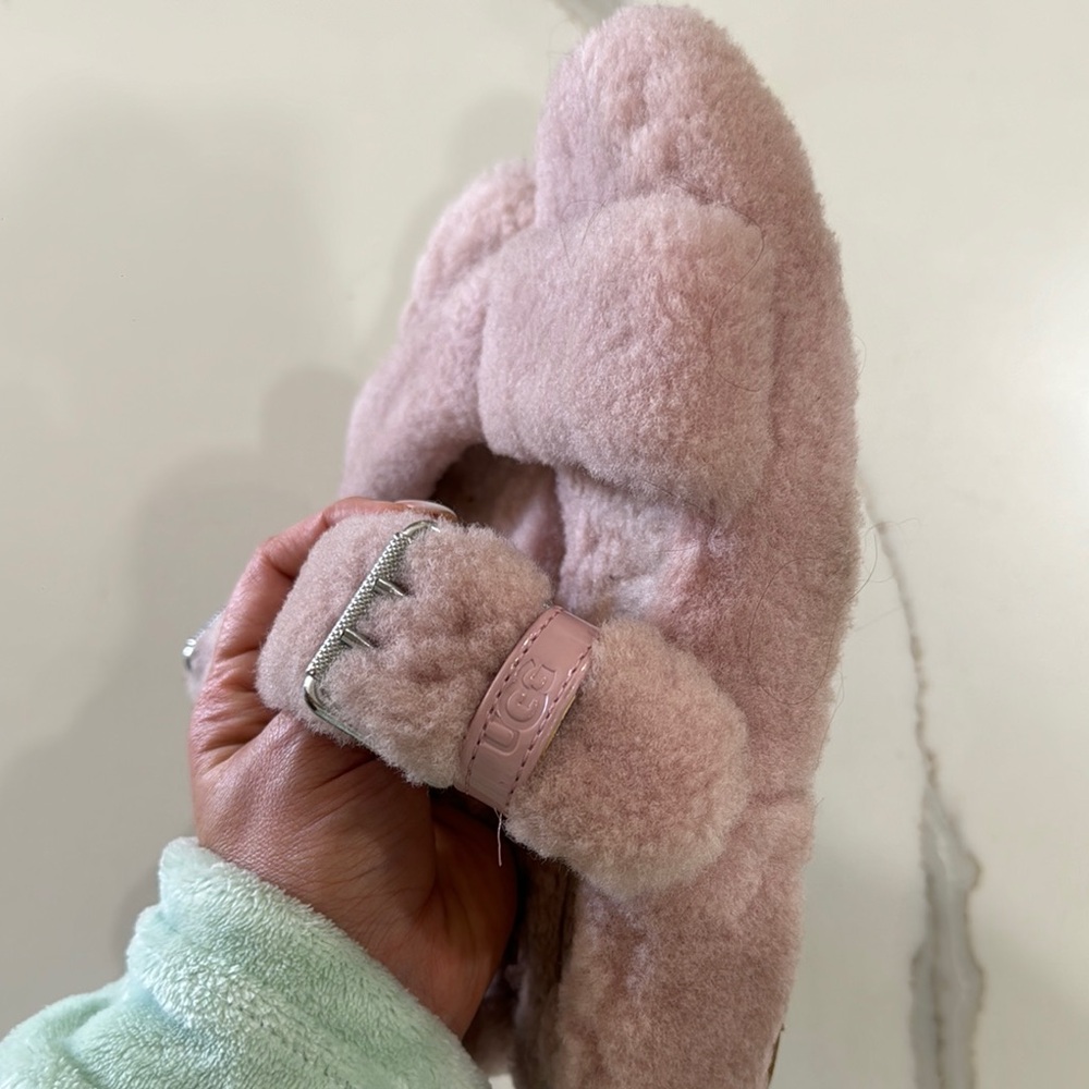 Fuzzy Pink Slide Sandals - Picture 5 of 8